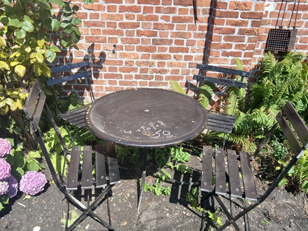 Tafel en stoelen, Huis en Inrichting, Tafels | Eettafels, Ophalen, Gebruikt, 50 tot 100 cm, Oude stijl