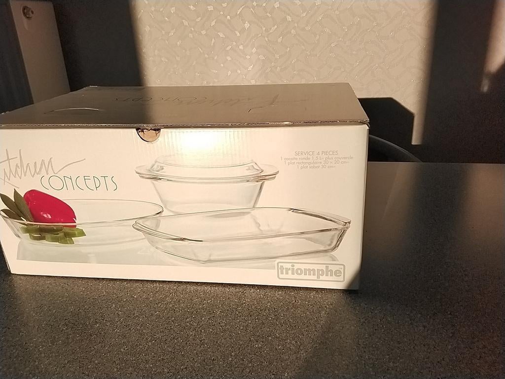 Glazen ovenschotels set. NIEUW., Ophalen