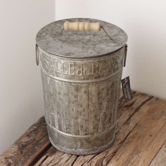 Vuilbakje / Prullenbak Landelijk zinc 'Salle de Bain', Maison & Meubles, Salle de bain | Linge de bain & Accessoires, Neuf, Accessoire de toilettes