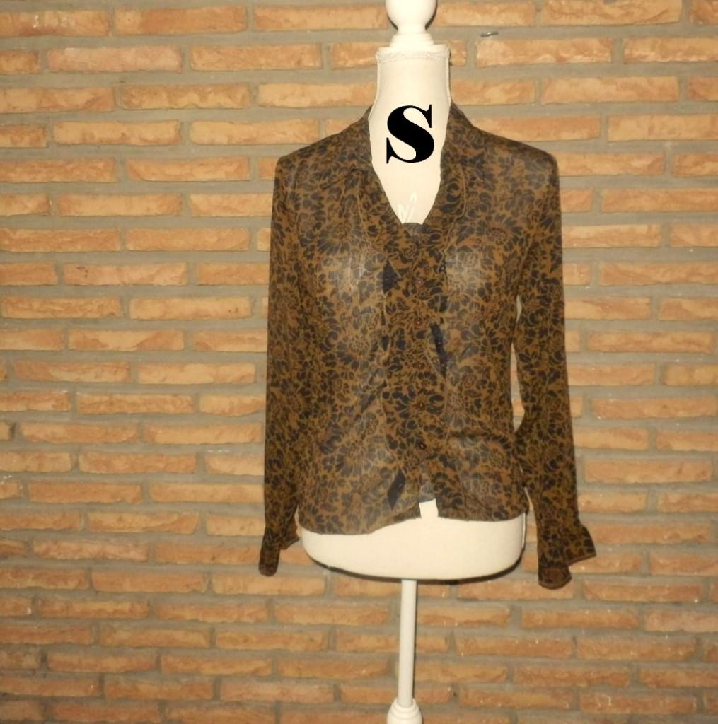 (37) -chemisier femme t.36 brun - casual -, Bruin, Ophalen of Verzenden, Maat 36 (S), Casual 3 Suisses