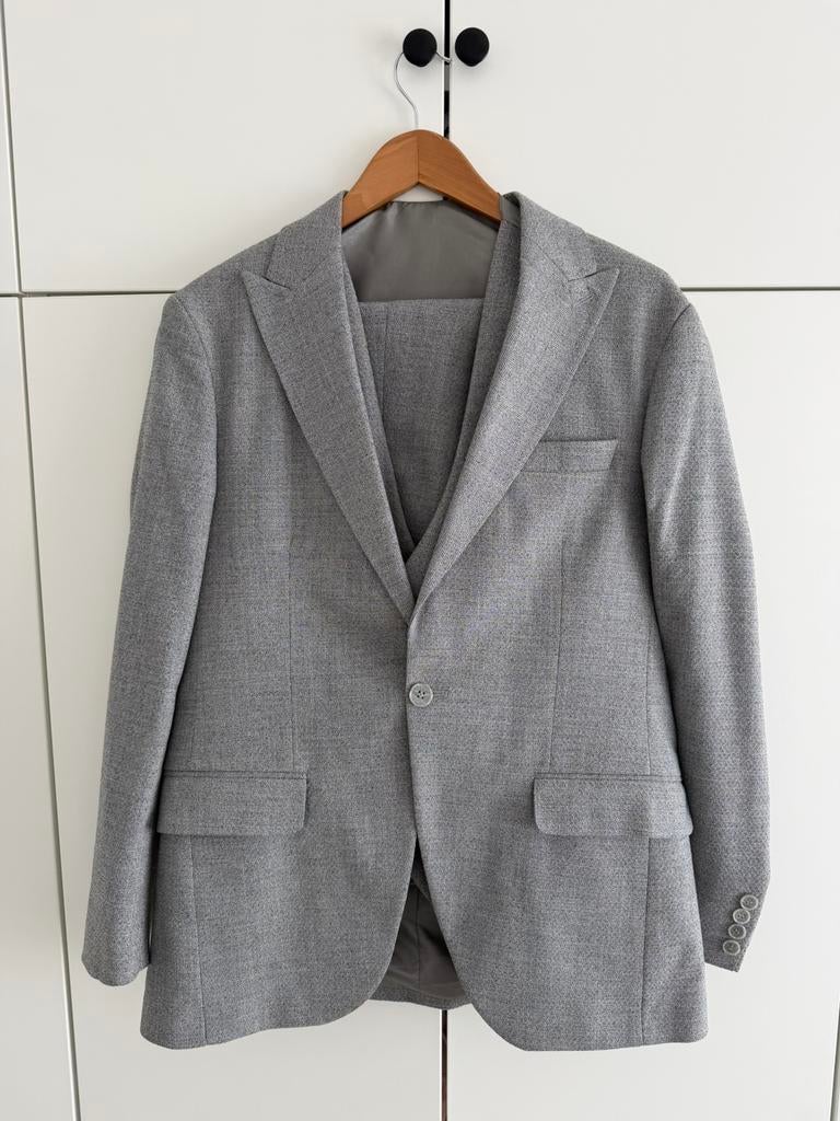 Kostuum 3-delig, Kleding | Heren, Ophalen, Zo goed als nieuw, Maat 52/54 (L), Grijs