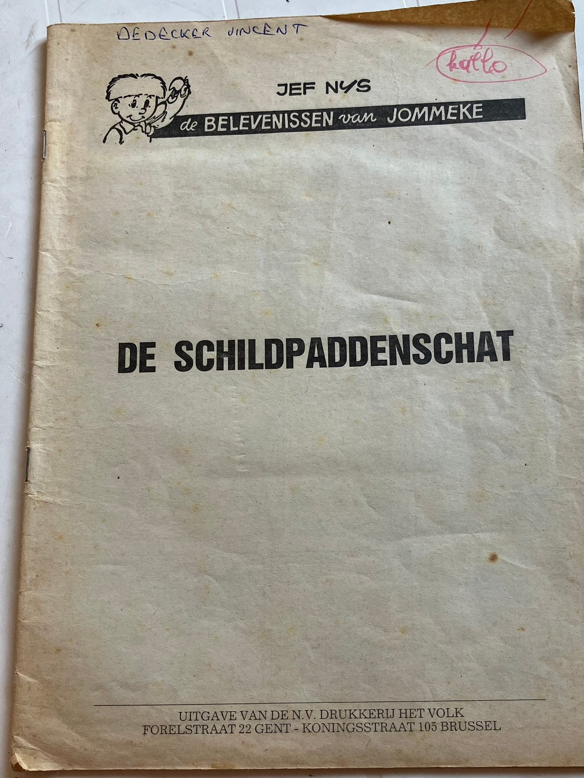 Magazine de Jef Nys auteur de bandes dessinées, Enlèvement ou Envoi
