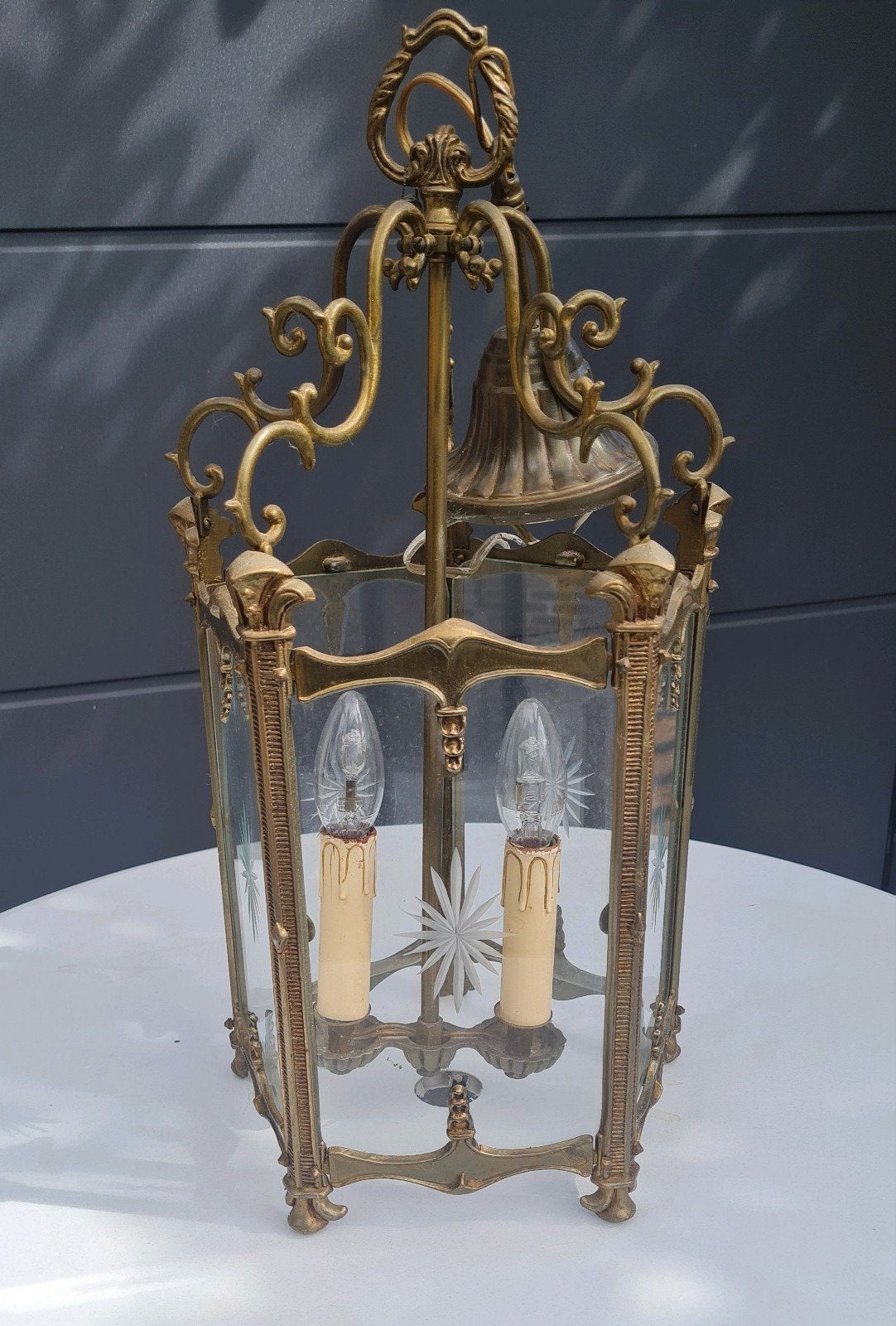 Ancien lustre / suspension 2 feux – style Art nouveau, Maison & Meubles, Enlèvement, Métal
