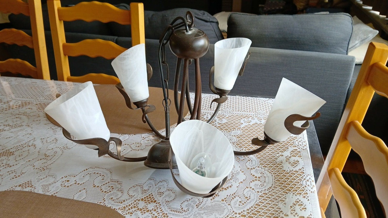 glans, Huis en Inrichting, Lampen | Kroonluchters, Verzenden, Zo goed als nieuw, Glas, Moderne classique