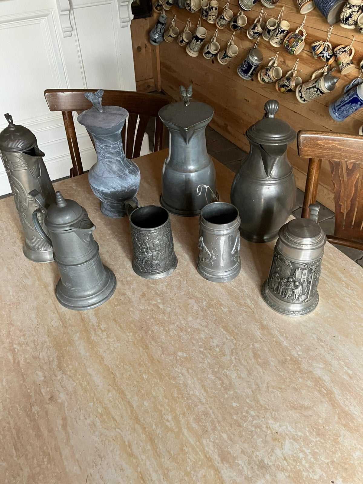 Chopes et cruches à bière en étain., Antiquités & Art, Enlèvement