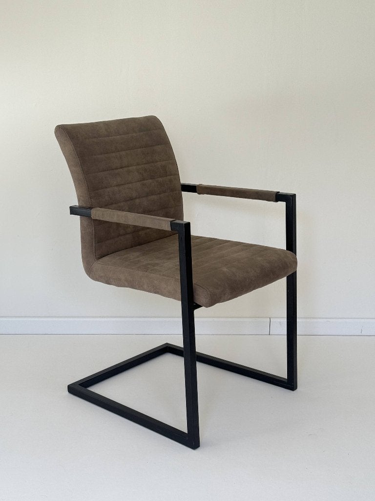 6 moderne industriële eetkamerstoelen in taupe, Huis en Inrichting, Ophalen, Modern, industrieel, Bruin, Zo goed als nieuw