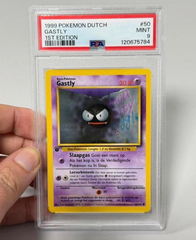 Carte POKEMON DUTCH #50 GASTLY 1999, 1ÈRE ÉDITION, PSA-9, Enlèvement ou Envoi, Comme neuf, Cartes en vrac