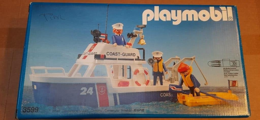 Vintage Playmobil 3599 - Kustwacht boot, Gebruikt, Complete set, Ophalen of Verzenden, Boot/Schip