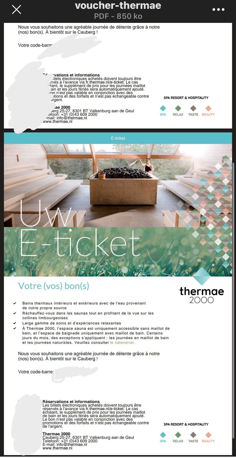 Thermae 2000 - 2 billets journée complète, Tickets & Billets, Deux personnes