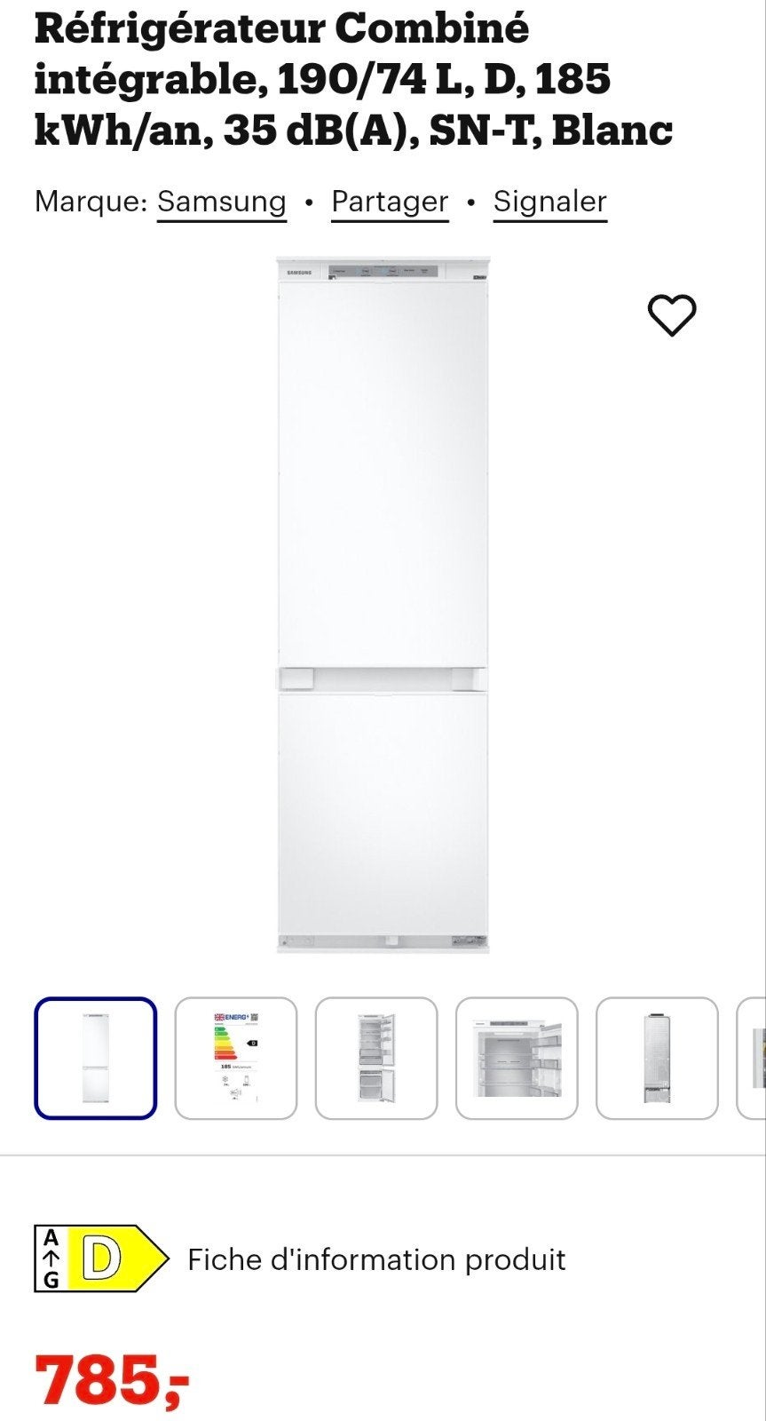 Frigo congélateur intégrable 177cm Samsung NO FROST Neuf, Articles professionnels, Horeca | Autre, Enlèvement