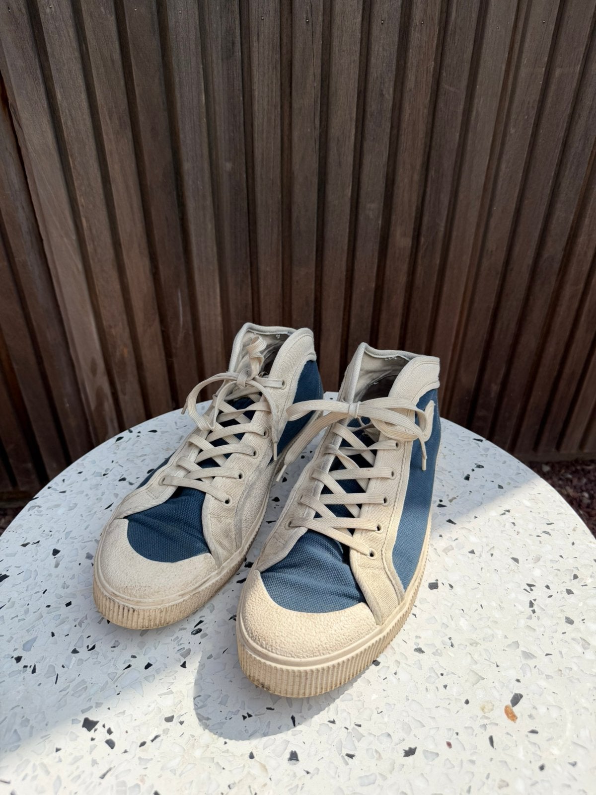 Sanjo K100 Heritage Blue/ecru maat 46, Enlèvement ou Envoi, Porté, Blanc, Baskets