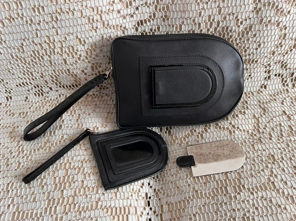 DELVAUX zwarte leren etui en portemonnee, Ophalen of Verzenden, Zo goed als nieuw, Zwart