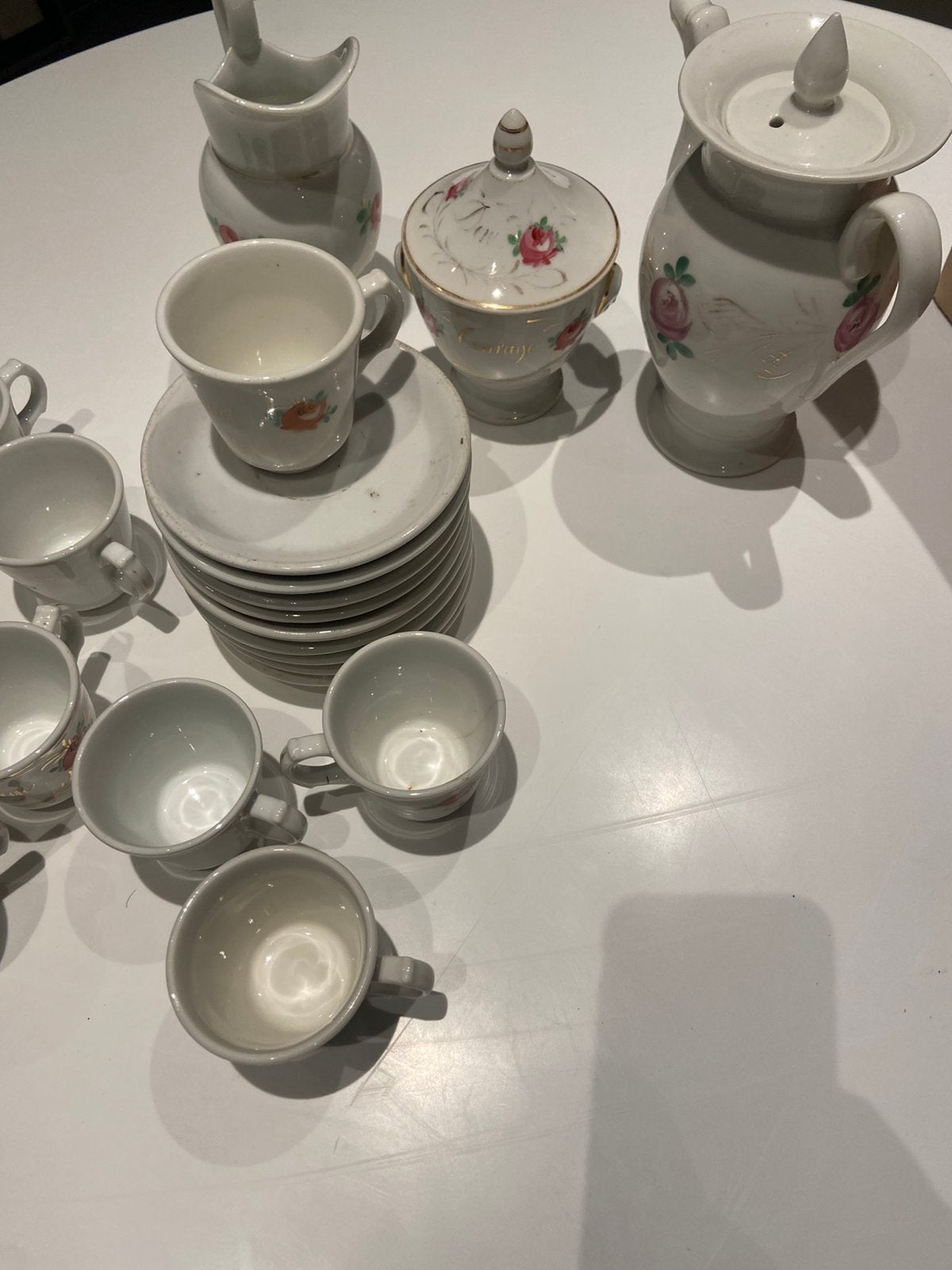 Charmant service à café vintage en porcelaine française/belg, Enlèvement
