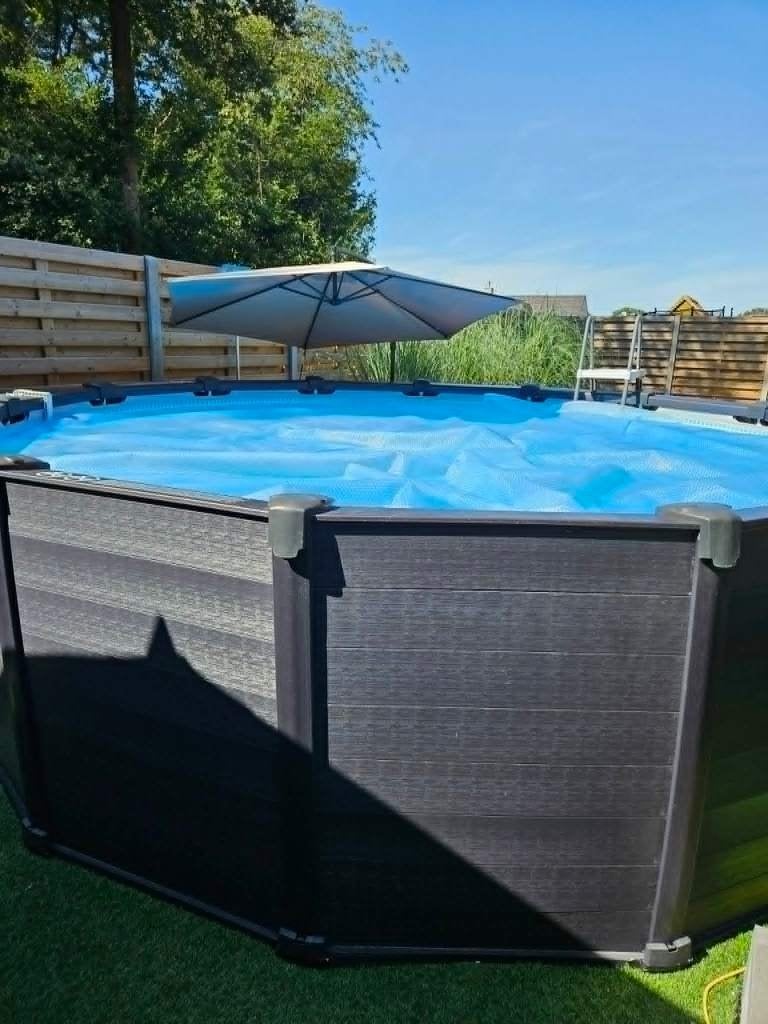 Zwembad + zwembaddarm, Jardin & Terrasse, 300 cm ou plus, Rond, Enlèvement, Utilisé