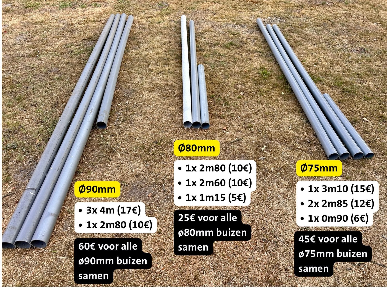 Pvc buizen verschillende maten en lengte, Ophalen, Zo goed als nieuw, PVC, Rechte buis