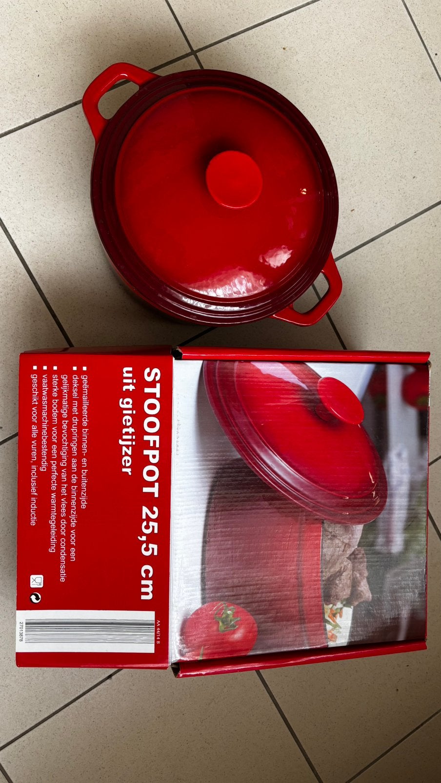 Stoofpot 25,5cm diameter, Huis en Inrichting, Ophalen, Gebruikt, Gietijzer, Kookpan