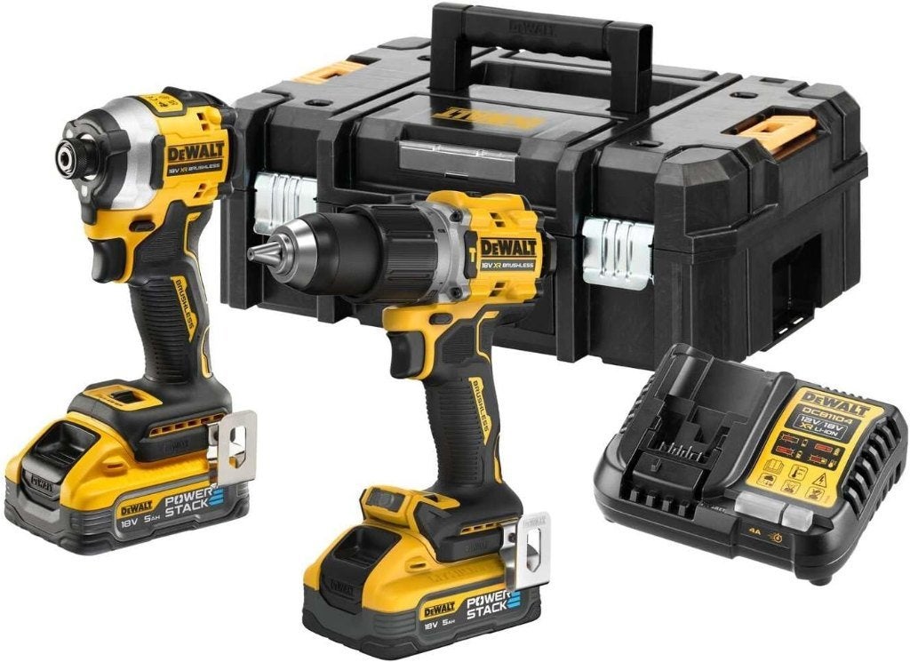 DeWALT DCD805 + DCF850, 2 x 5,0 Ah oplader en TSTAK, Doe-het-zelf en Bouw, Ophalen, Zo goed als nieuw