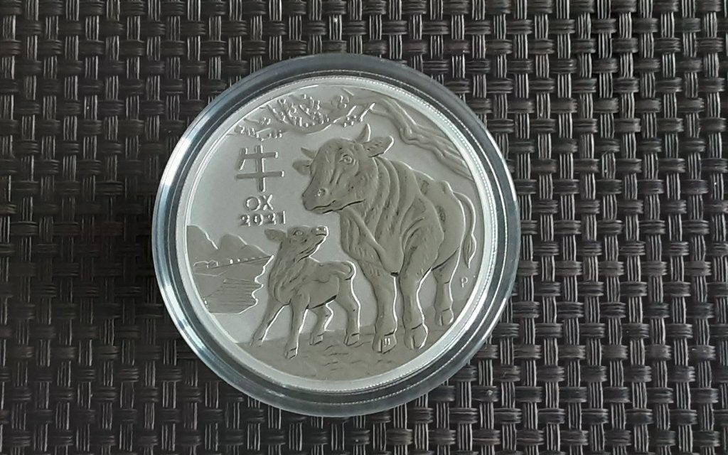 Zilveren LUNAR III munt 2021 (5 oz), Ophalen of Verzenden, Zilver