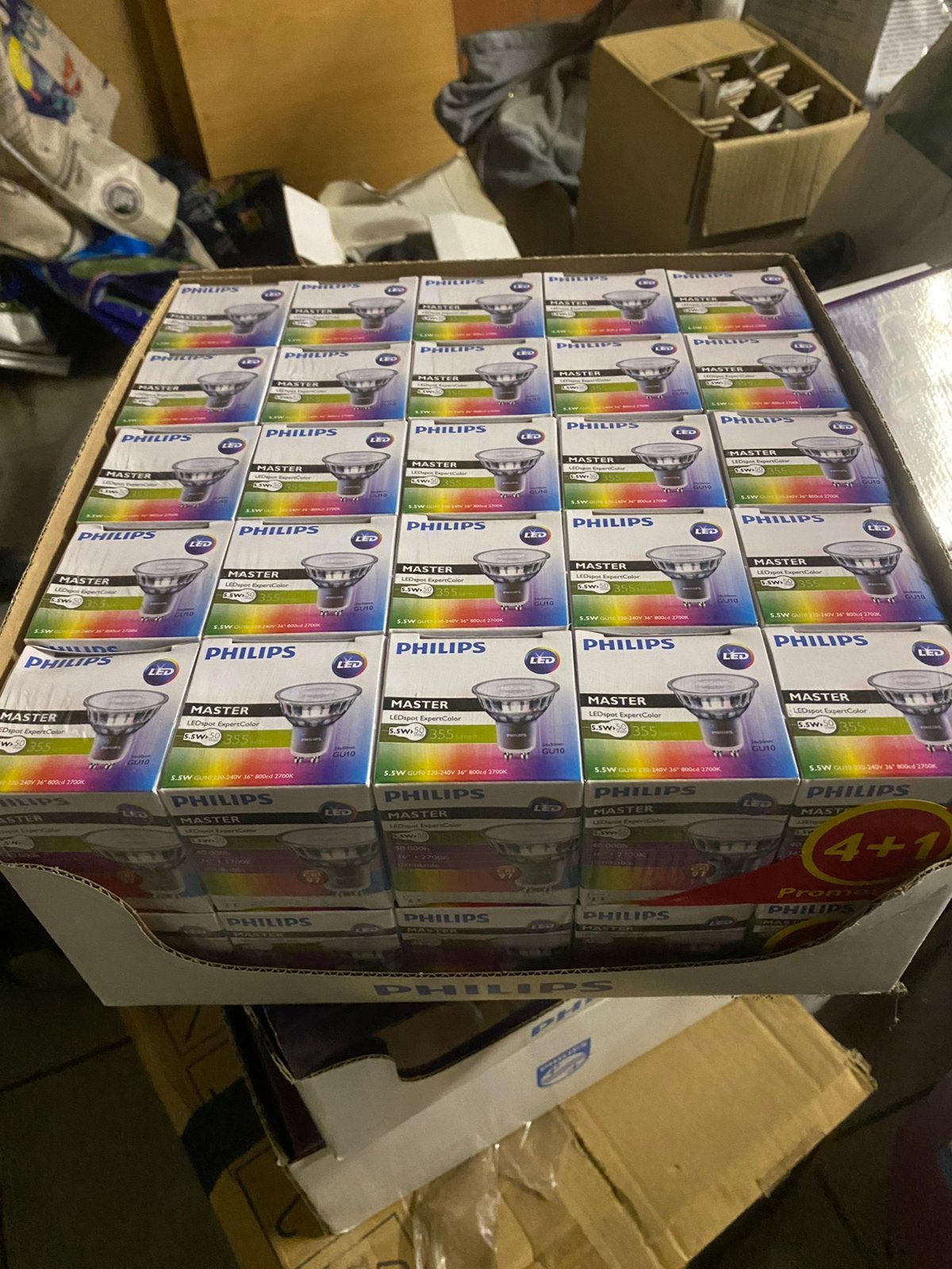 Philips gu10 LED spotjes 5,5w 355lumen 250/st, Led-lamp, GU10, Nieuw, 10 tot 30 watt