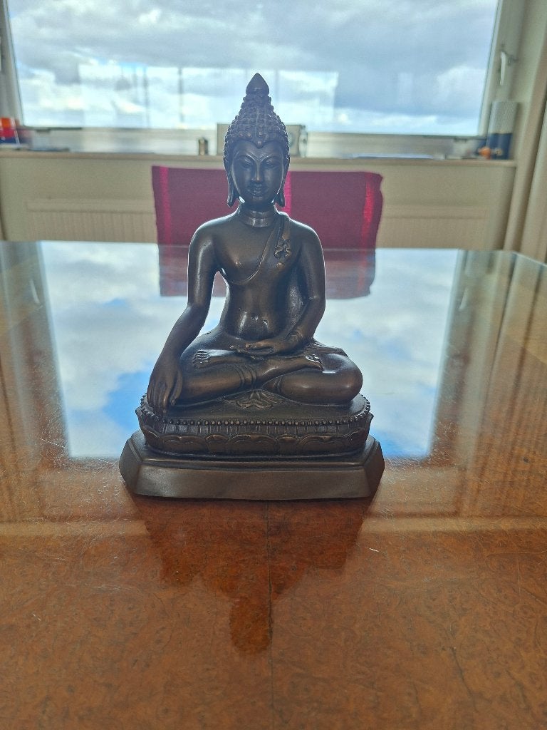 Bouddha en métal, Maison & Meubles, 20 cm, Noir, Métal, Comme neuf