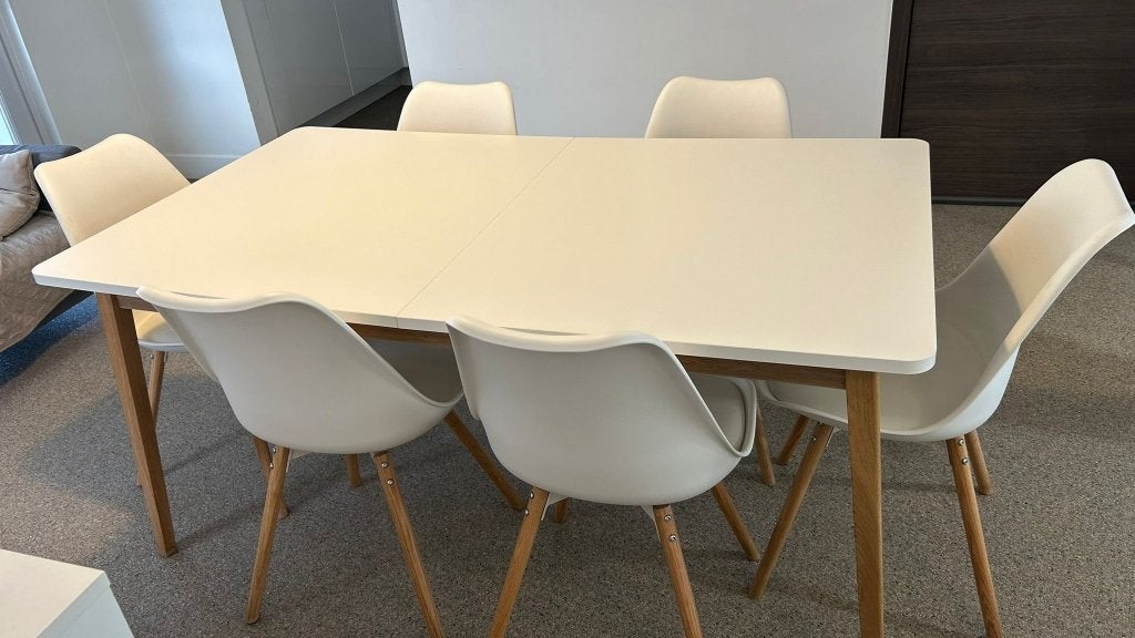 Eettafel met 6 stoelen, Ophalen, Gebruikt, 50 tot 100 cm, Vijf personen of meer