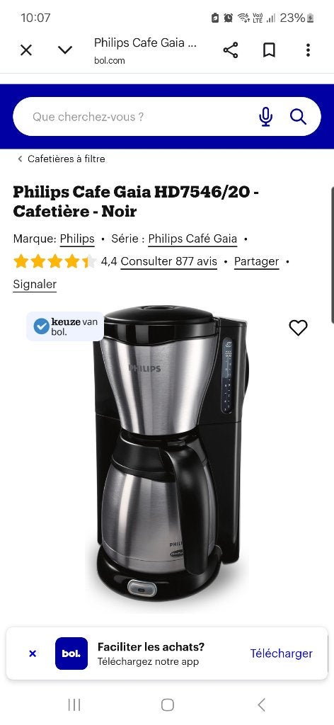 Cafetière excellent etat, Electroménager, Café moulu, Réservoir d'eau amovible, Comme neuf, 10 tasses ou plus