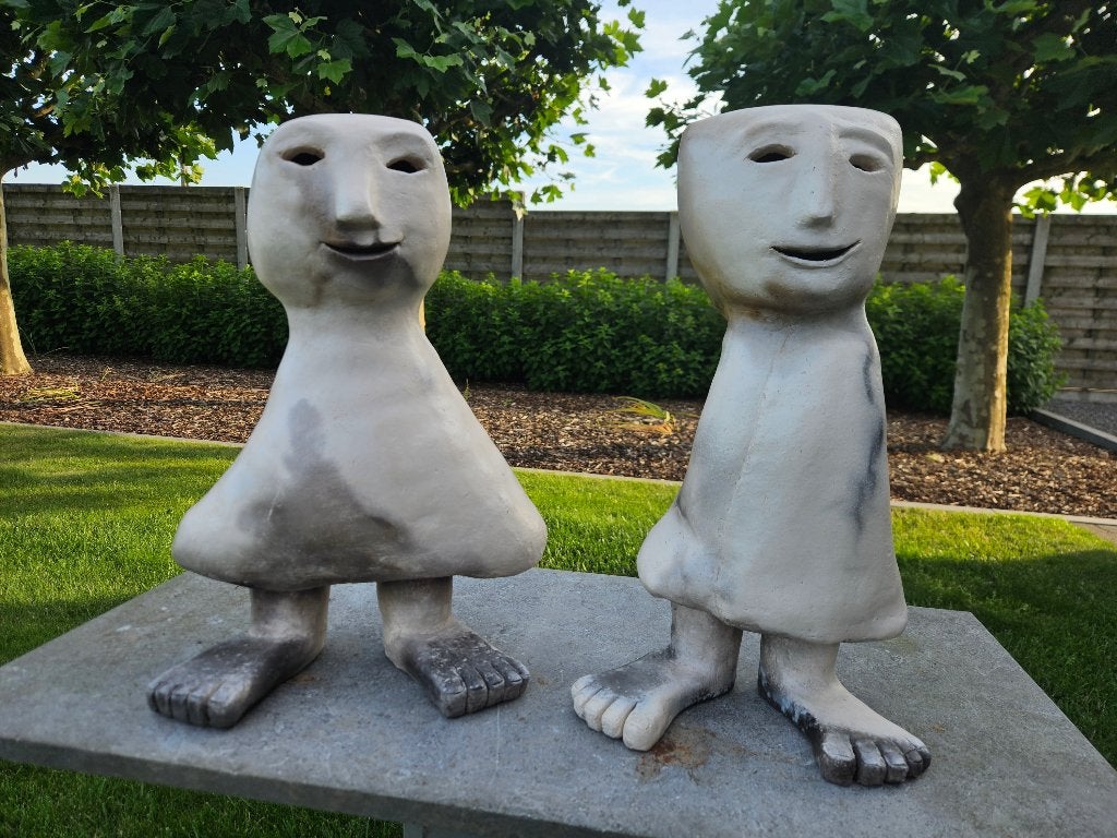 2 keramieken werkjes speciaal aan spotprijsje !!! 125 euro!, Statue, Pierre ou céramique, Groupe de personnes, Multicolore