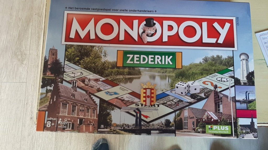 jeu de société NL Monopoly Municipality Zederik Monopoly, 1 ou 2 joueurs, Enlèvement ou Envoi, Neuf, Monopooly