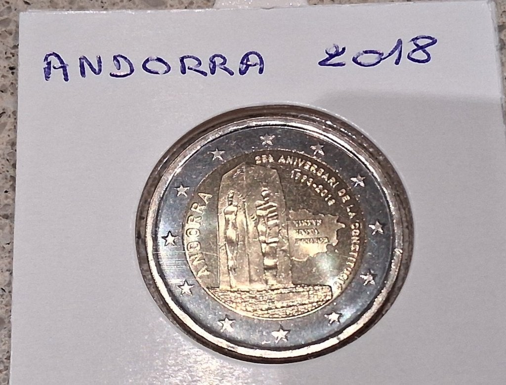 2 euro Andorra 2018 25 Jaar Constitutie, Postzegels en Munten, Munten | Europa | Euromunten, Ophalen of Verzenden, Overige landen