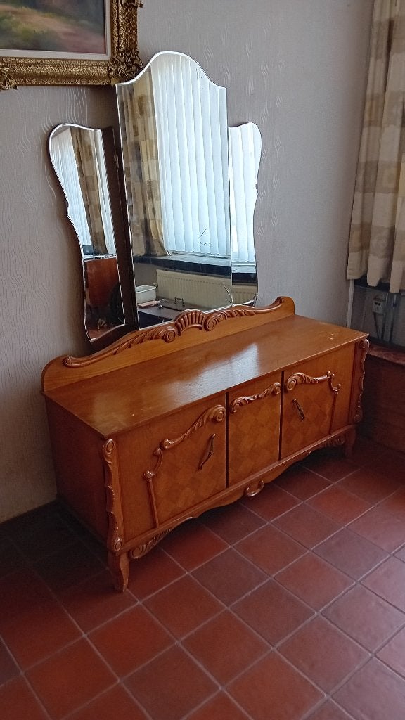 dressoirkast (+ spiegel), Huis en Inrichting, Ophalen, Gebruikt, 100 tot 150 cm, 25 tot 50 cm
