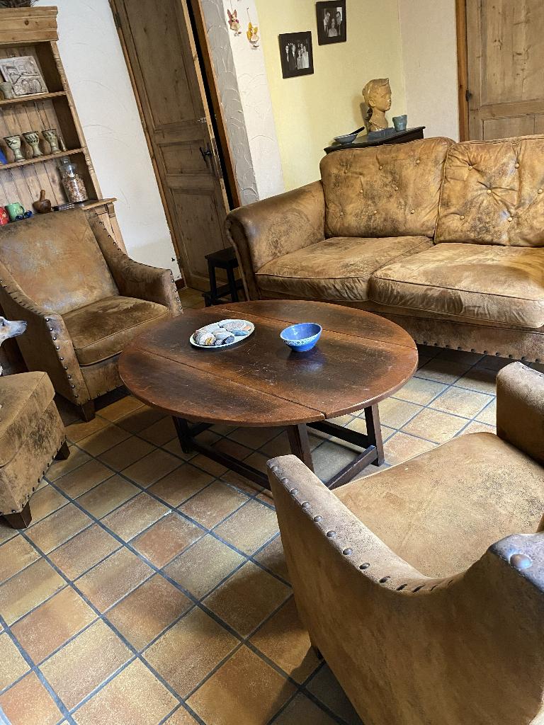 zithoek te koop, Huis en Inrichting, Zetels | Complete zithoeken, Gebruikt, Hout, Leer, Stof, Ophalen