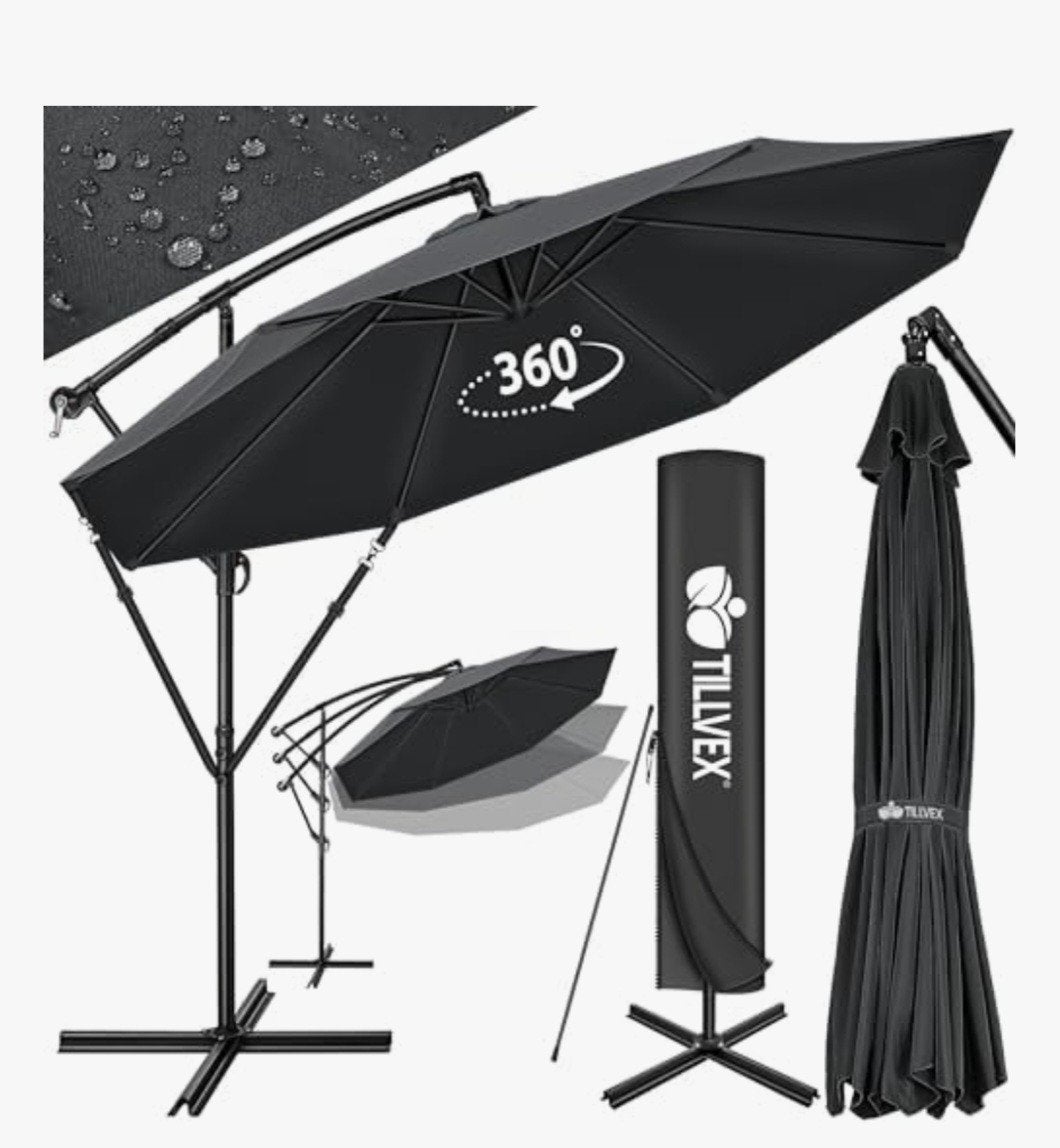zweefparasol met verzwaringstegels, 3 à 4 mètres, Étanche, Comme neuf, Parasol flottant