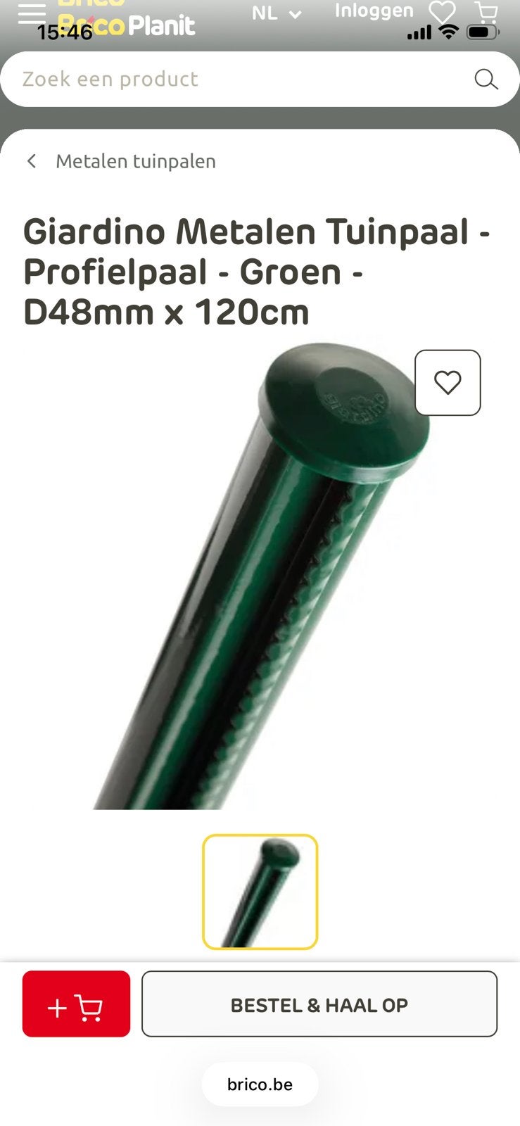 12 palen Giardino profielpalen D 48 mm x 120cm groen, Ophalen, Zo goed als nieuw