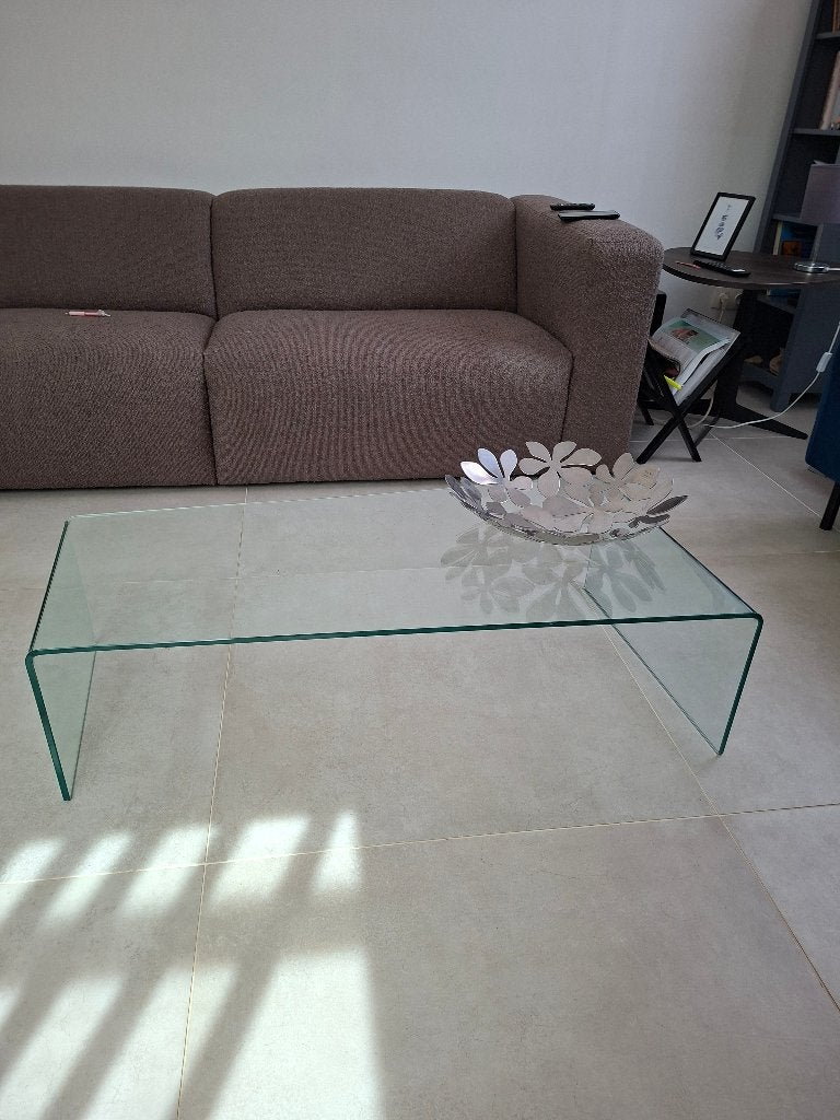 Table basse de salon, 100 à 150 cm, Moins de 50 cm, Comme neuf, Verre