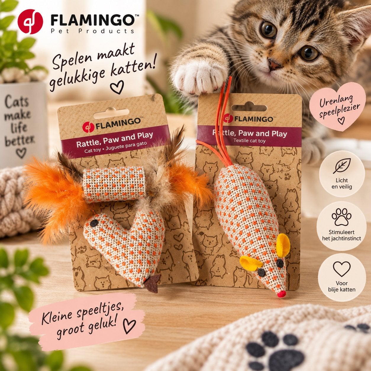 Flamingo Rattle, Paw and Play – Kattenspeelgoed, Dieren en Toebehoren, Ophalen of Verzenden, Zo goed als nieuw