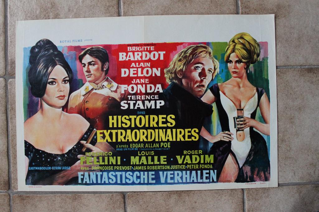 filmaffiche Brigitte Bardot histoires extra filmposter, Rechthoekig Liggend, Ophalen of Verzenden, Zo goed als nieuw, A1 t/m A3