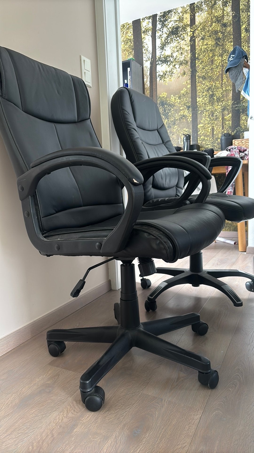 2 bureaustoelen gaming stoelen zwart pu, Maison & Meubles, Chaises de bureau, Enlèvement, Chaise de bureau de gaming, Utilisé