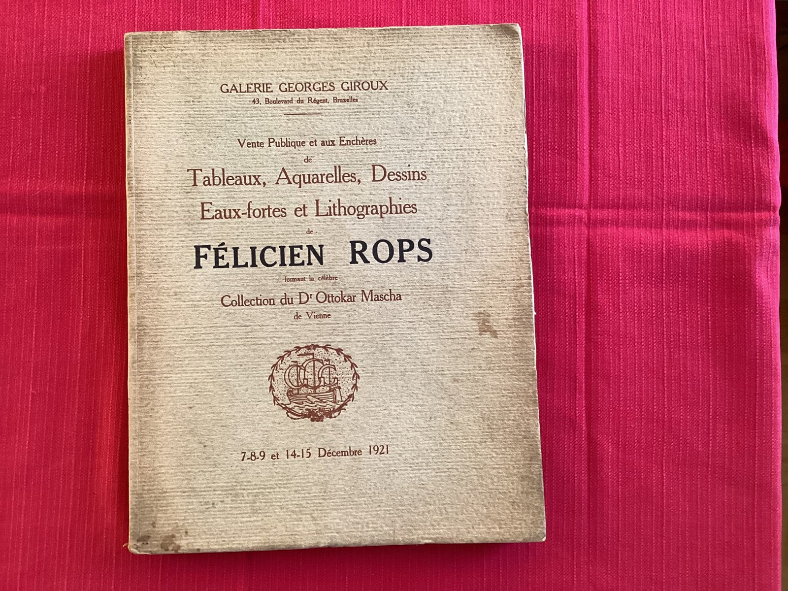 Georges Giroux catalogue Félicien ROPS année 1921, Enlèvement ou Envoi, Utilisé