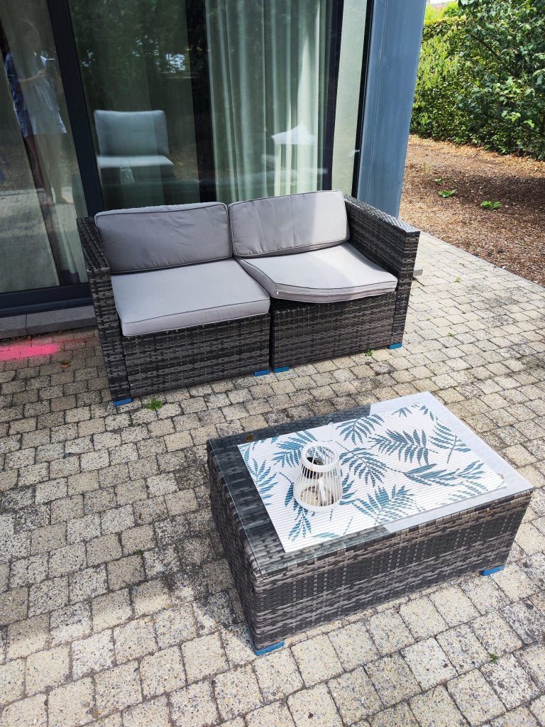 VIDAXL Loungeset (bank + salontafel), Tuin en Terras, Tuinsets en Loungesets, Kunststof, Gebruikt, Bank, Loungeset