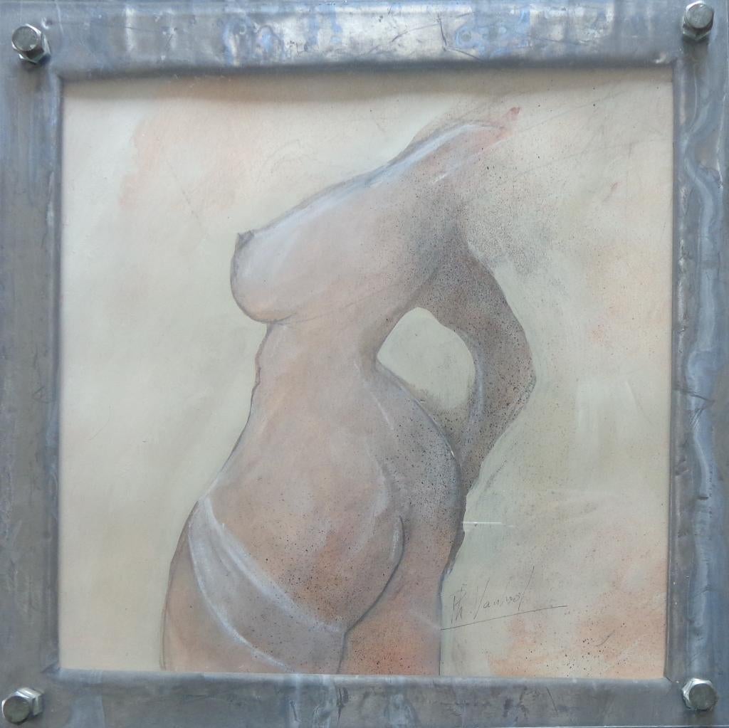 PHILIPPE VANHOOF / VROUWENTORSO / ORIGINEEL / 47x46cm KADER, Enlèvement ou Envoi