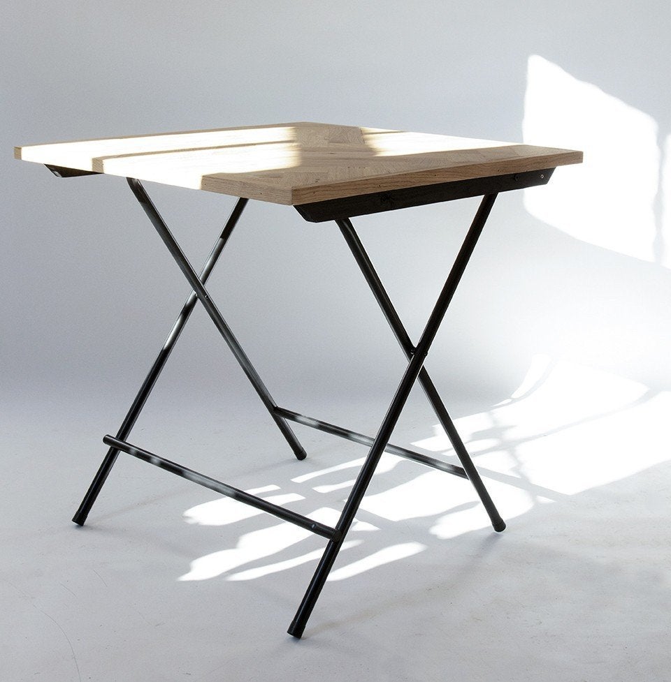 Franse Klaptafels Bistrotafels Eiken Visgraat, Antiek en Kunst, Ophalen
