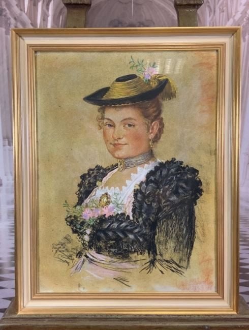 antiek portret Tracht tekening Gisbert Palmié  40er jaren, Antiquités & Art, Art | Dessins & Photographie, Enlèvement, Dessin
