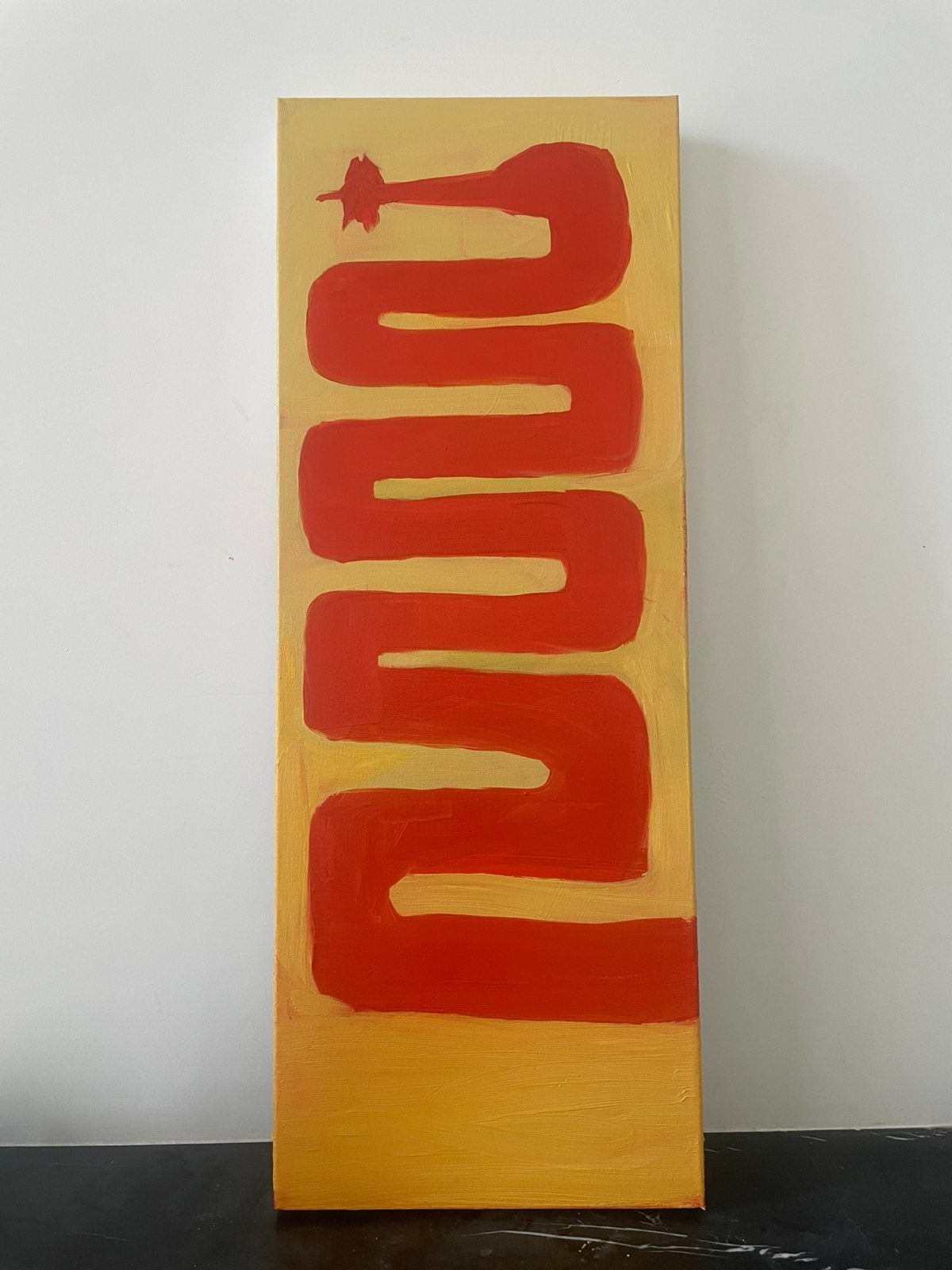 Zelgemaakt schilderij olieverf op canvas 30x70, Antiek en Kunst, Ophalen, Handgeschilderd, Olieverf