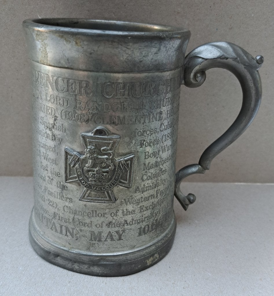 Tinnen beker – Winston Churchill – Made in England, Antiek en Kunst, Ophalen of Verzenden