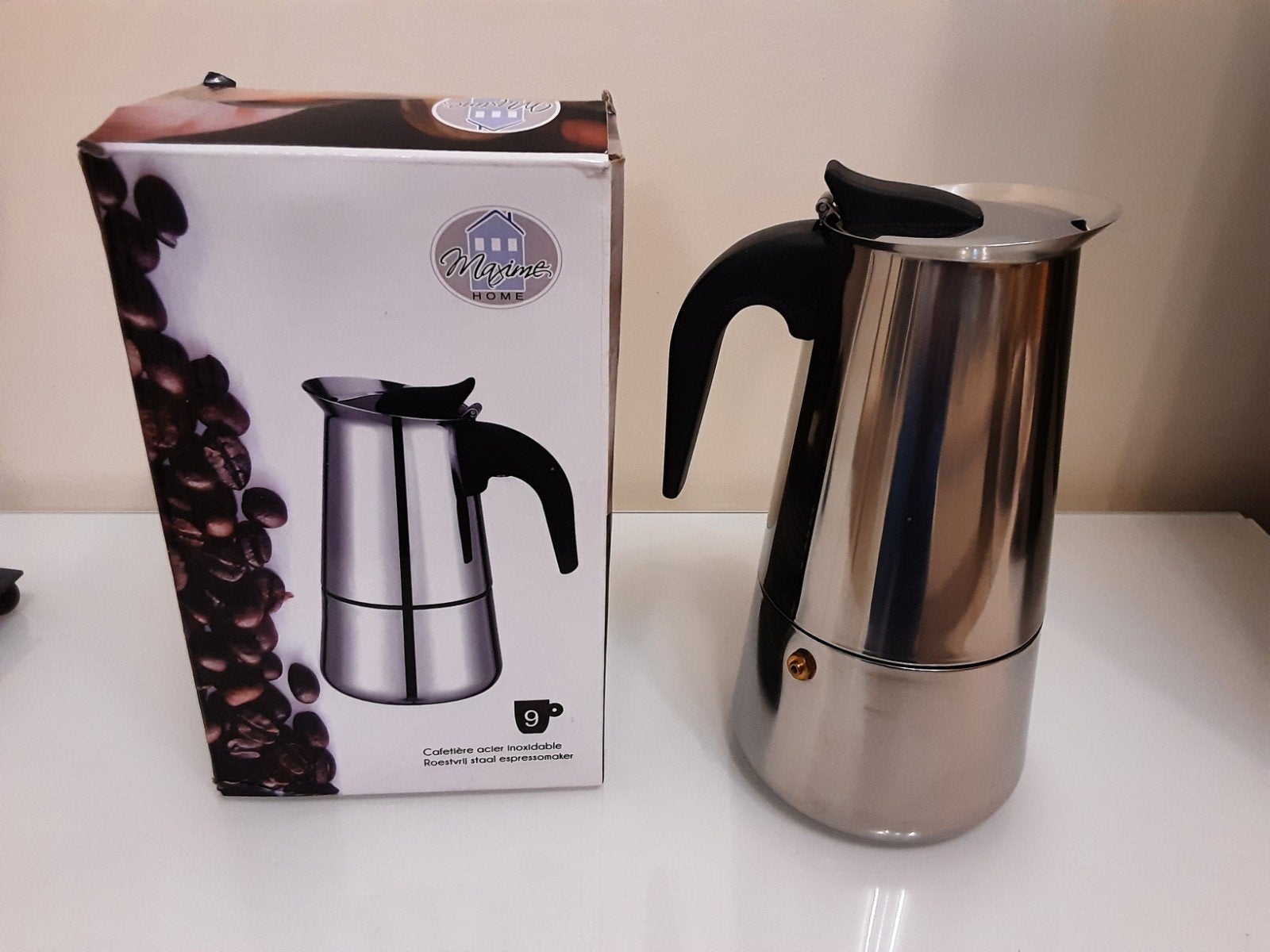 Cafetière italienne - inox - 9 tasses - expresso NEUVE, Enlèvement ou Envoi, Neuf