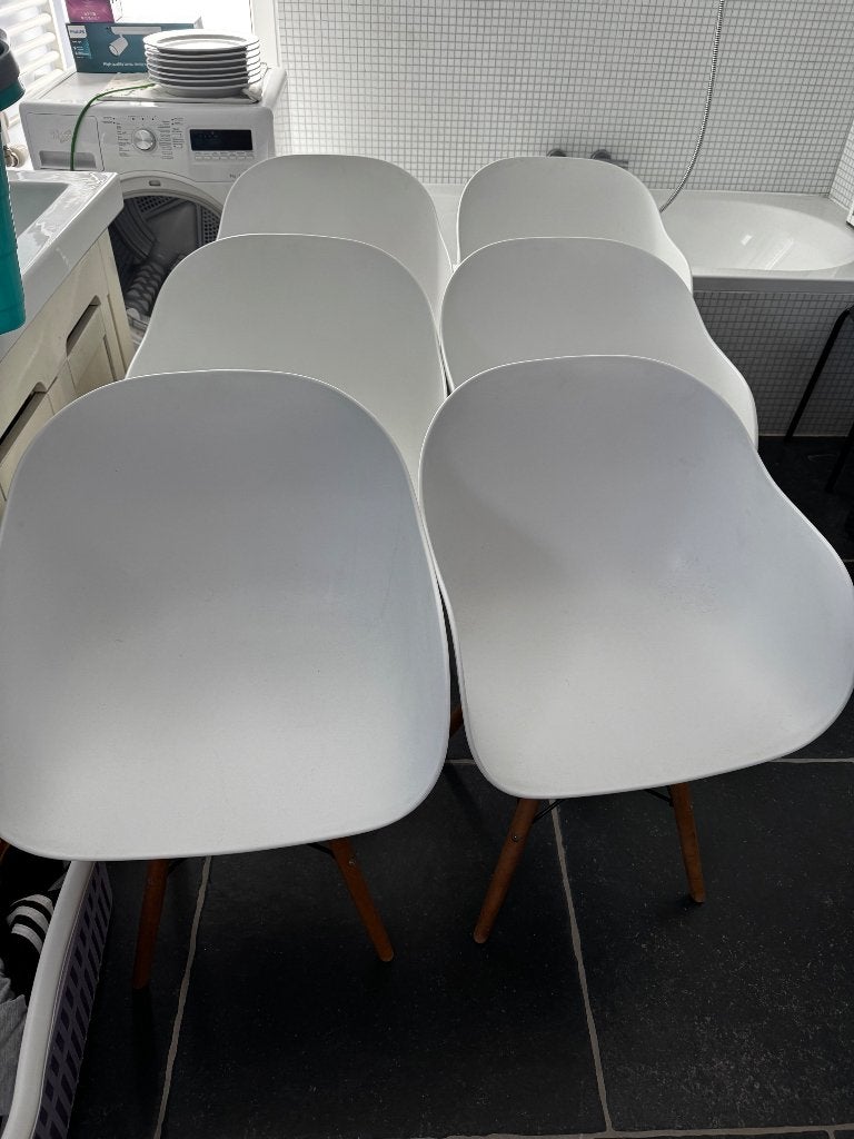 Witte kuipstoelen, Huis en Inrichting, Stoelen, Ophalen, Kunststof, Gebruikt, Wit