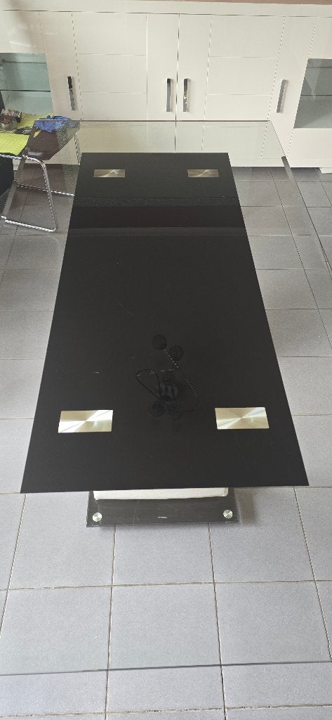 Eetkamertafel, Ophalen, Gebruikt, 50 tot 100 cm, Glas