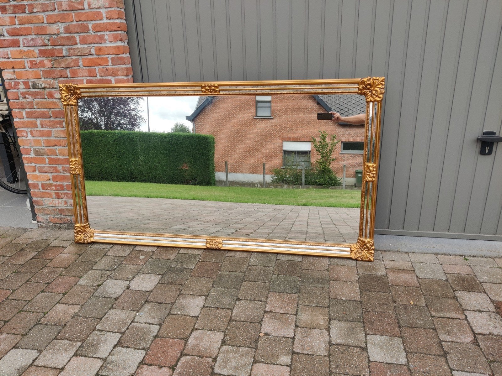 Grand miroir doré De Knudt, Antiquités & Art, Enlèvement, Rectangulaire, 150 à 200 cm, 100 à 150 cm