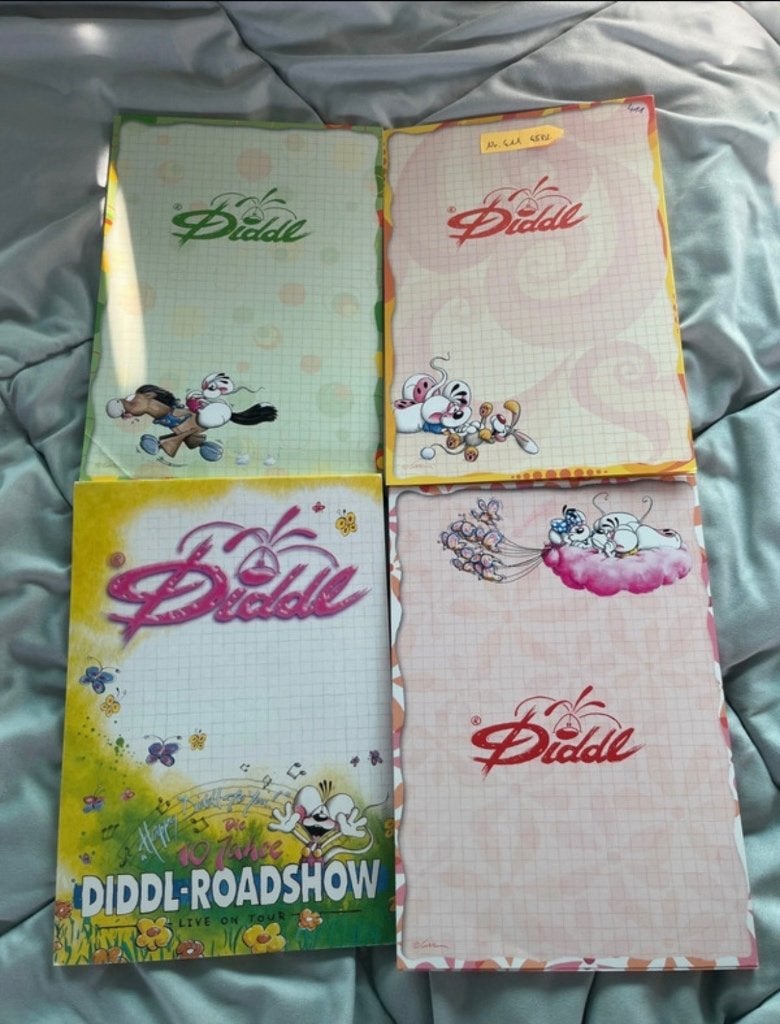 4 A5 blaadjes 409, 411, 413, S2, Ophalen, Diddl, Gebruikt, Papier, Kaart of Schrift