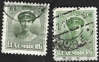 2 Postzegels Luxemburg 1921 Groothertogin Charlotte (II), Enlèvement ou Envoi, Luxembourg, Affranchi